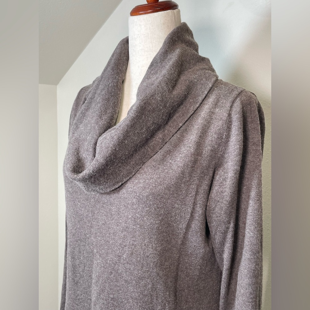 Athleta Women Pullover Cowl Neck Sweater Top Size Large Cotton Wool Blend Brown - Picture 2 of 13